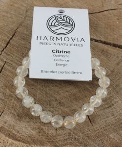Bracelet Citrine Naturelle - Perles 8mm, 1 pièce